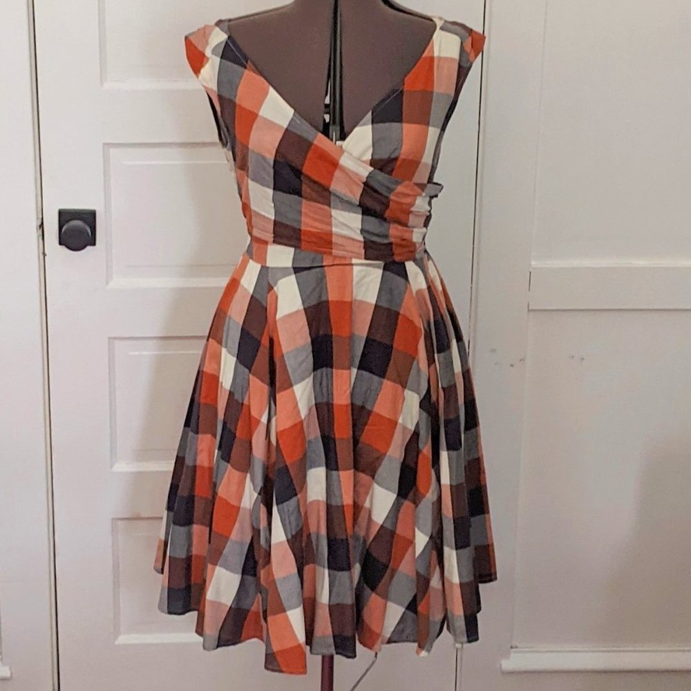 ESHAKTI Cotton Cap Sleeve Fit & Flare Dress Sz 16